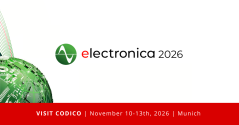 A graphic with the text electronica 2026 and following information: Visit CODICO, November 10-13th 2026, Munich