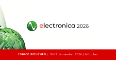 Eine Grafik mit dem Text electronica 2026 und folgenden Informationen: CODICO Besuchen, 10-13. November 2026, München
