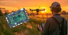 Graphic of Robonode by 8DEVICES and a drone.